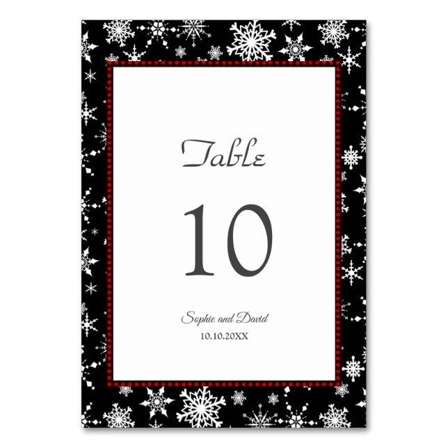 Numéro De Table Vacances d'hiver Snowflakes Red Buffalo Mariage (Par défaut)