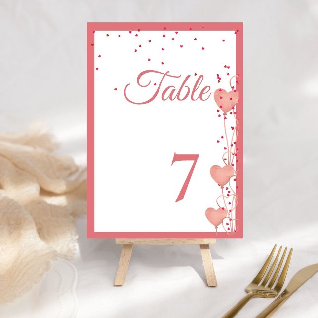 Numéro De Table Valentine rose Fête des mariées de coeur Date Idée (Créateur téléchargé)