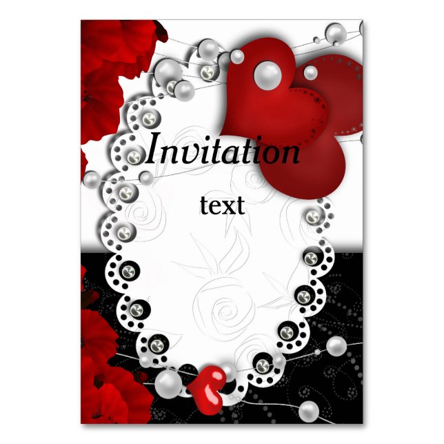 Numéro De Table Valentines Jour coeur et perles perle rouge perle  (Par défaut)