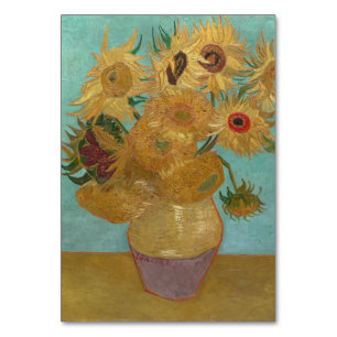 Numéro De Table Vase avec 12 tournesols par Vincent Van Gogh