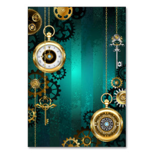 Numéro De Table Veille bijoux Steampunk sur un Arrière - plan vert