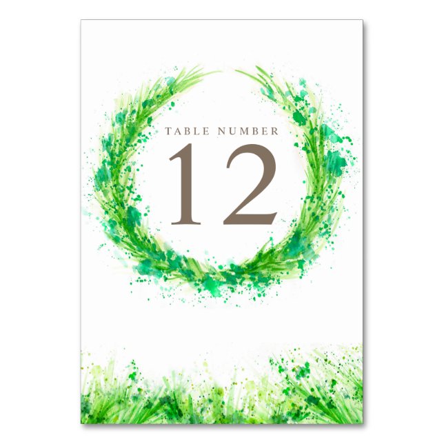 Numéro De Table Verdure couronne aquarelle chiffres de tableau d'a (Dos)