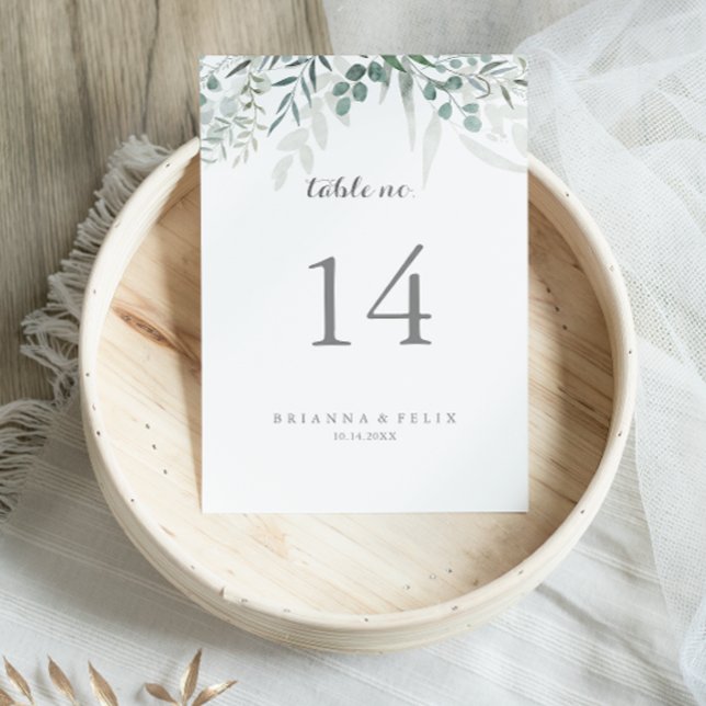 Numéro De Table Verdure minimaliste Eucalyptus Mariage (Créateur téléchargé)