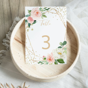 Numéro De Table Verdure & Or Géométrique Élégant Mariage Floral