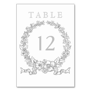 Numéro De Table Versailles Grey Élégante couronne florale