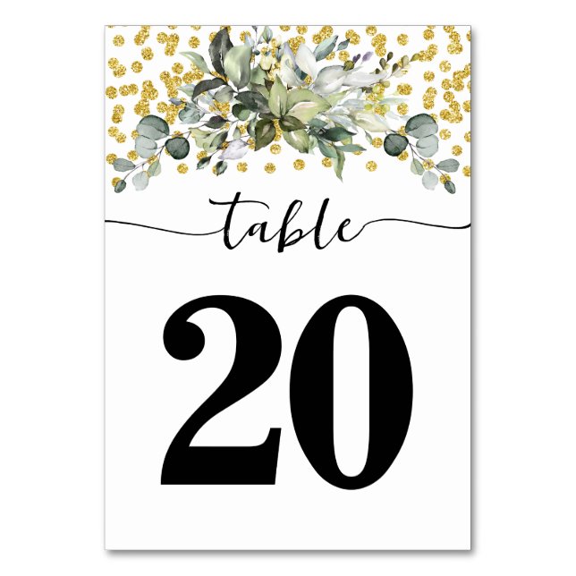 Numéro De Table Vert Eucalyptus Aquarelle Vert Poussière Mariage (Par défaut)