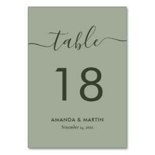 Numéro De Table Vert moderne