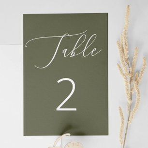 Numéro De Table Vert olive foncé Mariage Formel Botanique Forestie