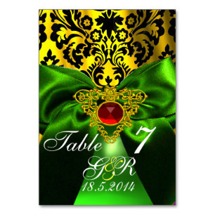 NUMÉRO DE TABLE VERT RIBBON OR CELTIC COEUR DOMMASQUE MONOGRAPHE