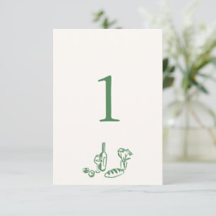 Numéro de table verte à main lunaire