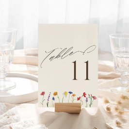 Numéro De Table Vibrant Fleur sauvage coloré Mariage de fleurs