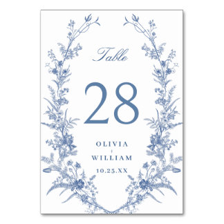Numéro De Table Victorian Dusty Blue French Garden Floral Mariage
