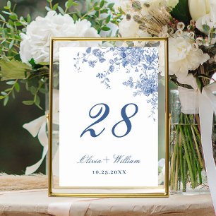 Numéro De Table Victorian Dusty Blue French Garden Floral Mariage