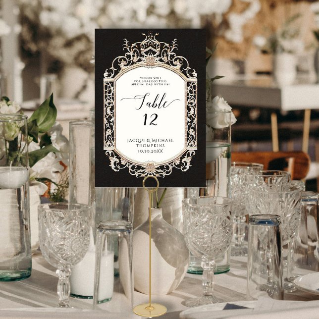 Numéro De Table Victorian Elegant Formel Black and Gold Réception (Créateur téléchargé)