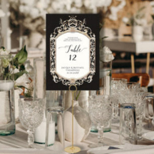 Numéro De Table Victorian Elegant Formel Black and Gold Réception