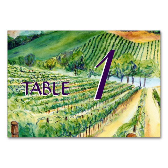 Numéro De Table Vignoble Vineyard Art Custom Wine Number Table Car (Devant)