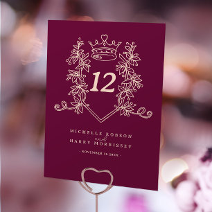 Numéro De Table Vin rouge et léger mariage de couronne de coeur pê