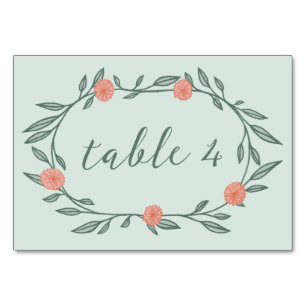 Numéro De Table Vins Floraux Wreath Chic Elegant Rose Green Custom