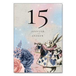 Numéro De Table Vintage Alice au pays des merveilles Lapin blanc