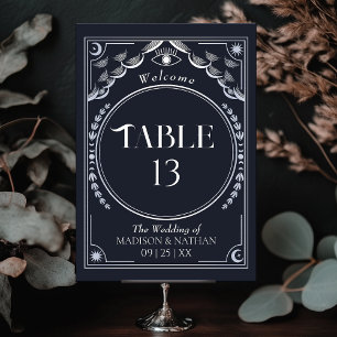 Numéro De Table Vintage Argent Elegant Mariage de Tarot Mystique