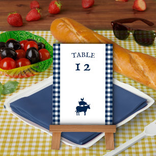 Numéro De Table Vintage BBQ Marine Bleu En vichy Mariage