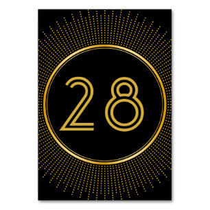 Numéro De Table Vintage Elegant Art Déco Black Gold Mariage