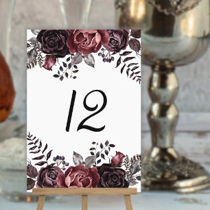 Numéro De Table Vintage gothique Florales noires Mariage