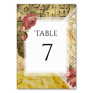 Numéro De Table Vintage Piano Sheet Music, Musical Notes Mariage