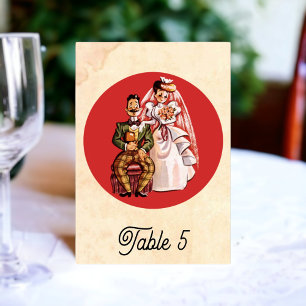 Numéro De Table Vintage Retro Vieux Marié Groom Comique Rustique M
