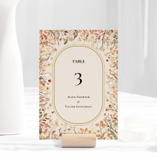 Numéro De Table Vintage Russe Automne Beige Mariage Numéro de tabl