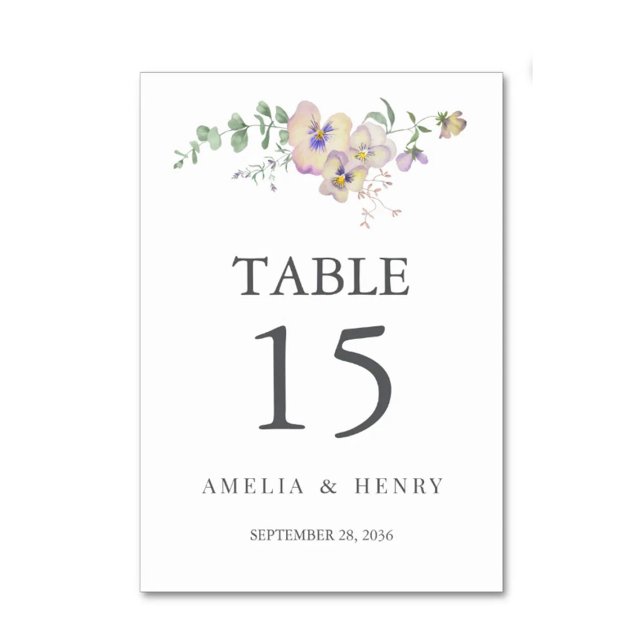 Numéro De Table Viola & Eucalyptus Floral Wedding Table Number (Créateur téléchargé)