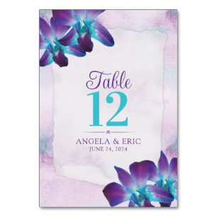 Numéro De Table Violet Turquoise Bleu Dendrobium Mariage orchidée