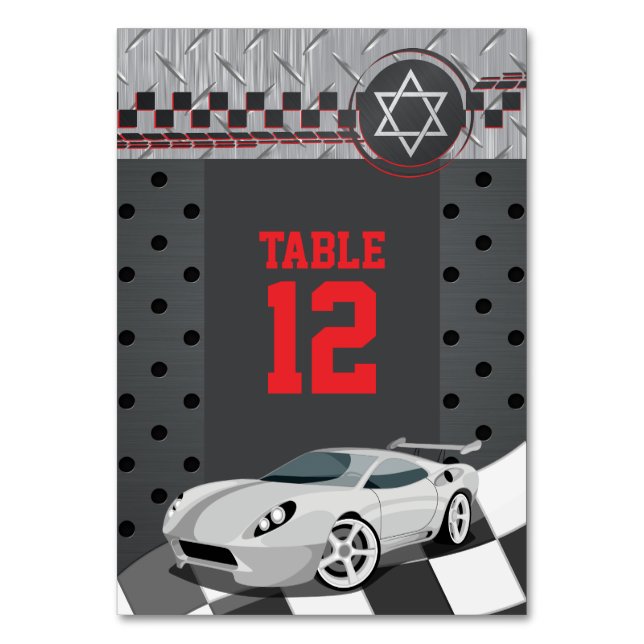 Numéro De Table Voiture Racecar Bar Mitzvah (Par défaut)