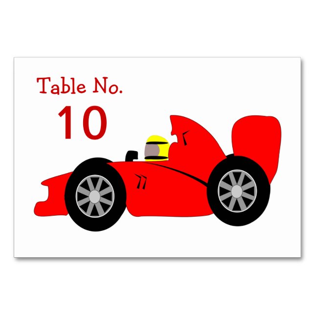 Numéro De Table Voiture Red Racing (Devant)