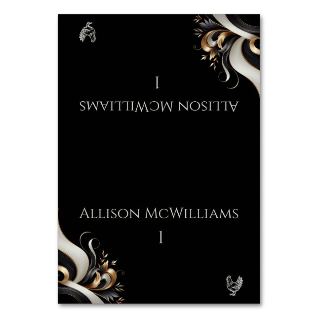 Numéro De Table Volaille noire et or moderne (Par défaut)