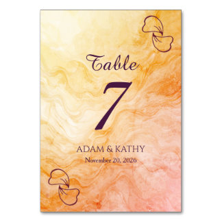 Numéro De Table Warm Autumn Marble Table Number