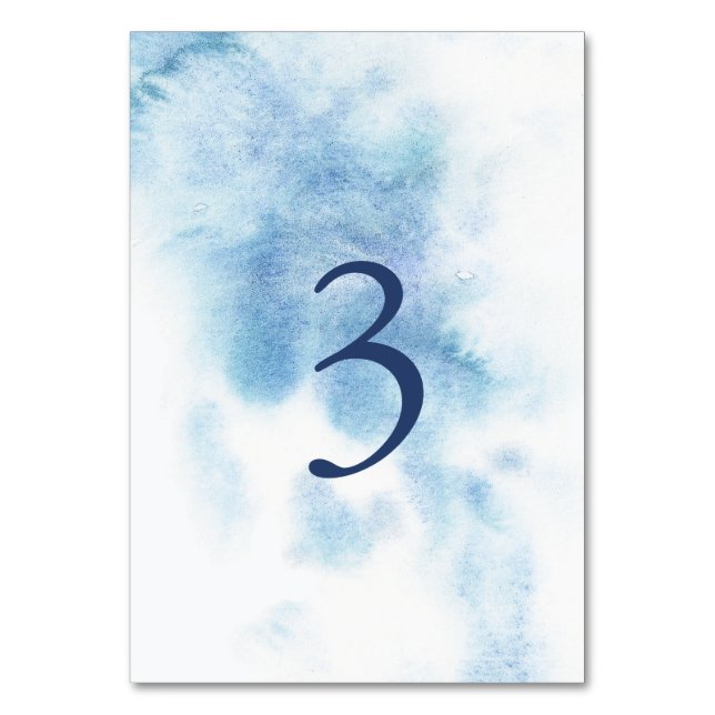 Numéro De Table Watercolor Dusty Blue Winter Wedding Table Number (Par défaut)