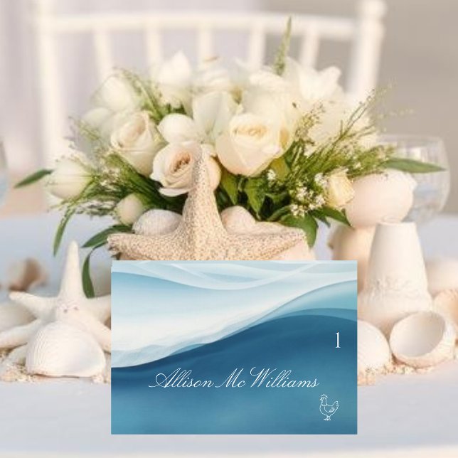 Numéro De Table Wedding Place Cards Chicken Icon-Serene Blue (Wedding Place Cards Chicken Icon-Serene Blue )