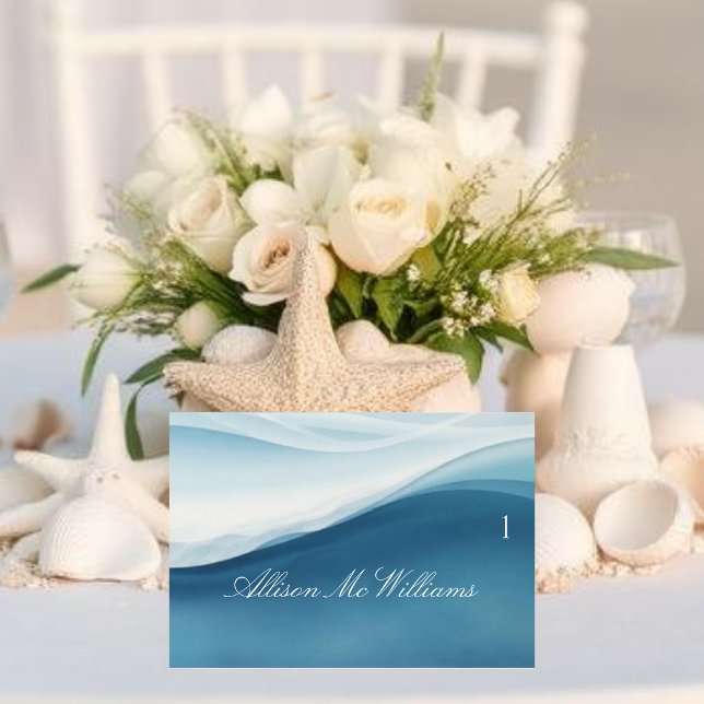 Numéro De Table Wedding Place Cards-Serene Blue (Wedding Place Cards-Serene Blue Table Number )