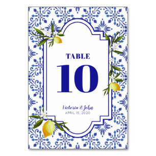 Numéro De Table Wedding shower bleu marine & citrons