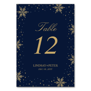 Numéro De Table Wedding shower de flocons d'hiver Gold & Navy