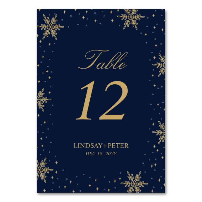 Numéro De Table Wedding shower de flocons d'hiver Gold & Navy (Par défaut)