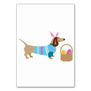 Numéro De Table Weiner Daschund Doxie de Pâques chez le chien