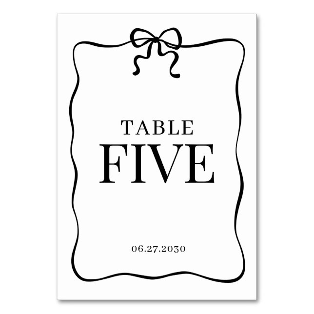 Numéro De Table Whimsical Black Bow Tie Monogram Wedding (Par défaut)