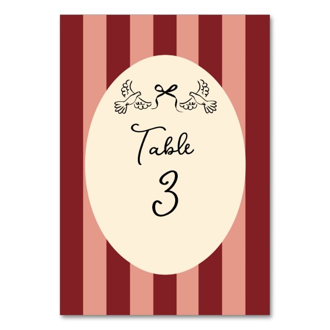 Numéro De Table Whimsical Red Pink Striped Wedding Table Number  (Par défaut)