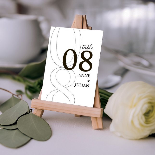 Numéro De Table White and BrownModern Wedding Table Number Card  (Créateur téléchargé)