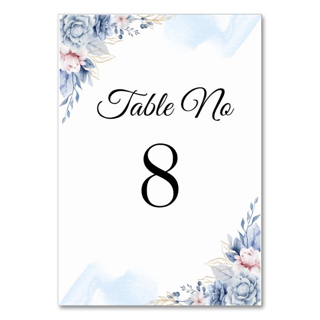 Numéro De Table White blue elegant wedding (Par défaut)