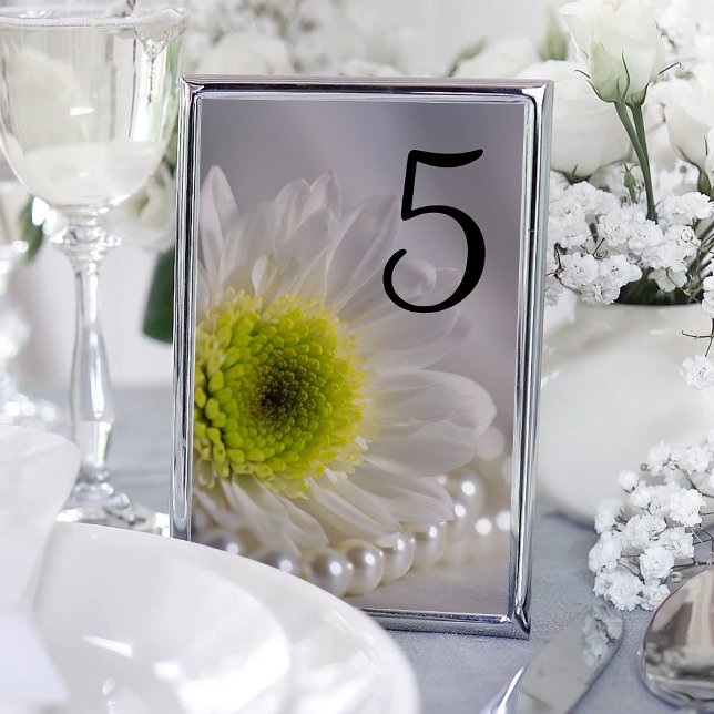 Numéro De Table White Daisy and Pearls Wedding Table Numbers (Créateur téléchargé)