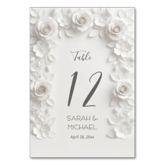 Numéro De Table White Sculptured Flowers Arch Wedding  
