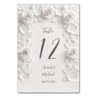 Numéro De Table White Sculptured Flowers Arch Wedding  